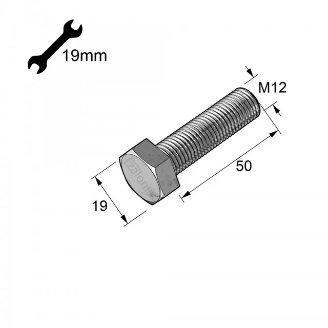 ΕΞΑΓΩΝΗ ΧΑΛΥΒΔΙΝΗ ΒΙΔΑ M12x50